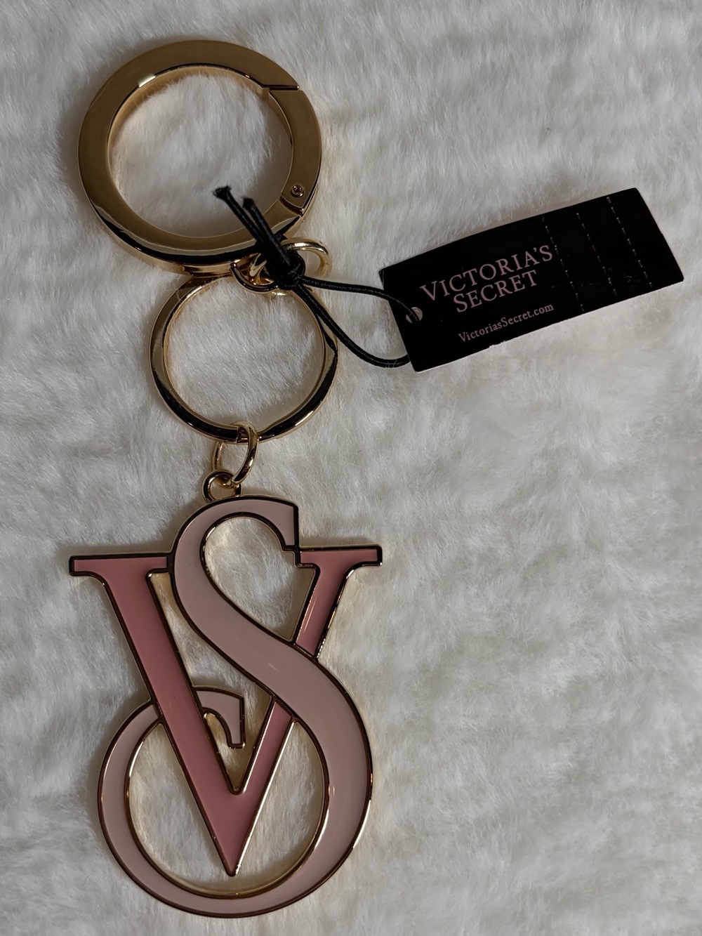 Victoria’s Secret - “VS” Logo Keychain with Gold Hardware